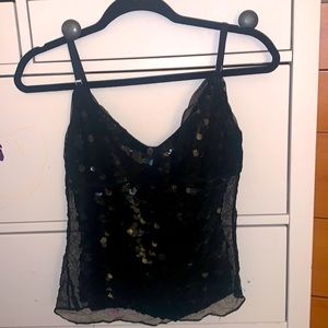 Black tank top with black sequins